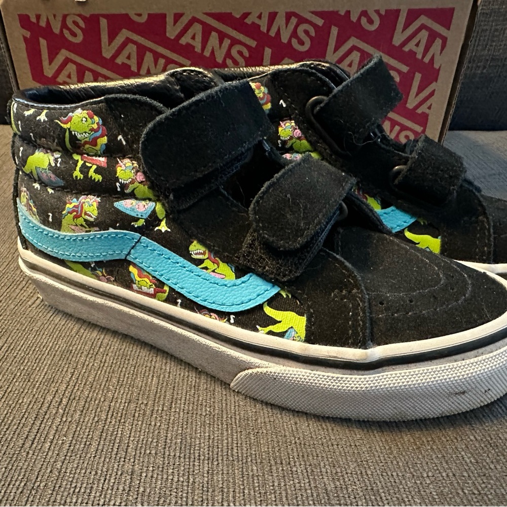 Vans Off The Wall Kids High Top Black Shoes Uni Rex Musical Unicorn Dino Size 12